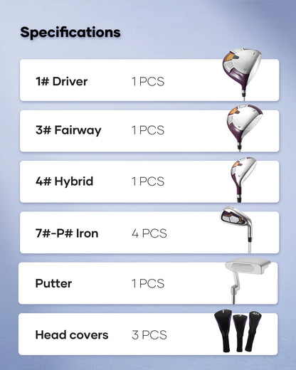 Complete Golf Clubs Package 8 Club Set for Men Woman Right Handed True Temper Steel Shafts Putter Stand Bag and 3 H C Bonus Head